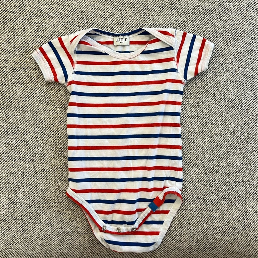 Kule Kids red, blue and white striped shirt